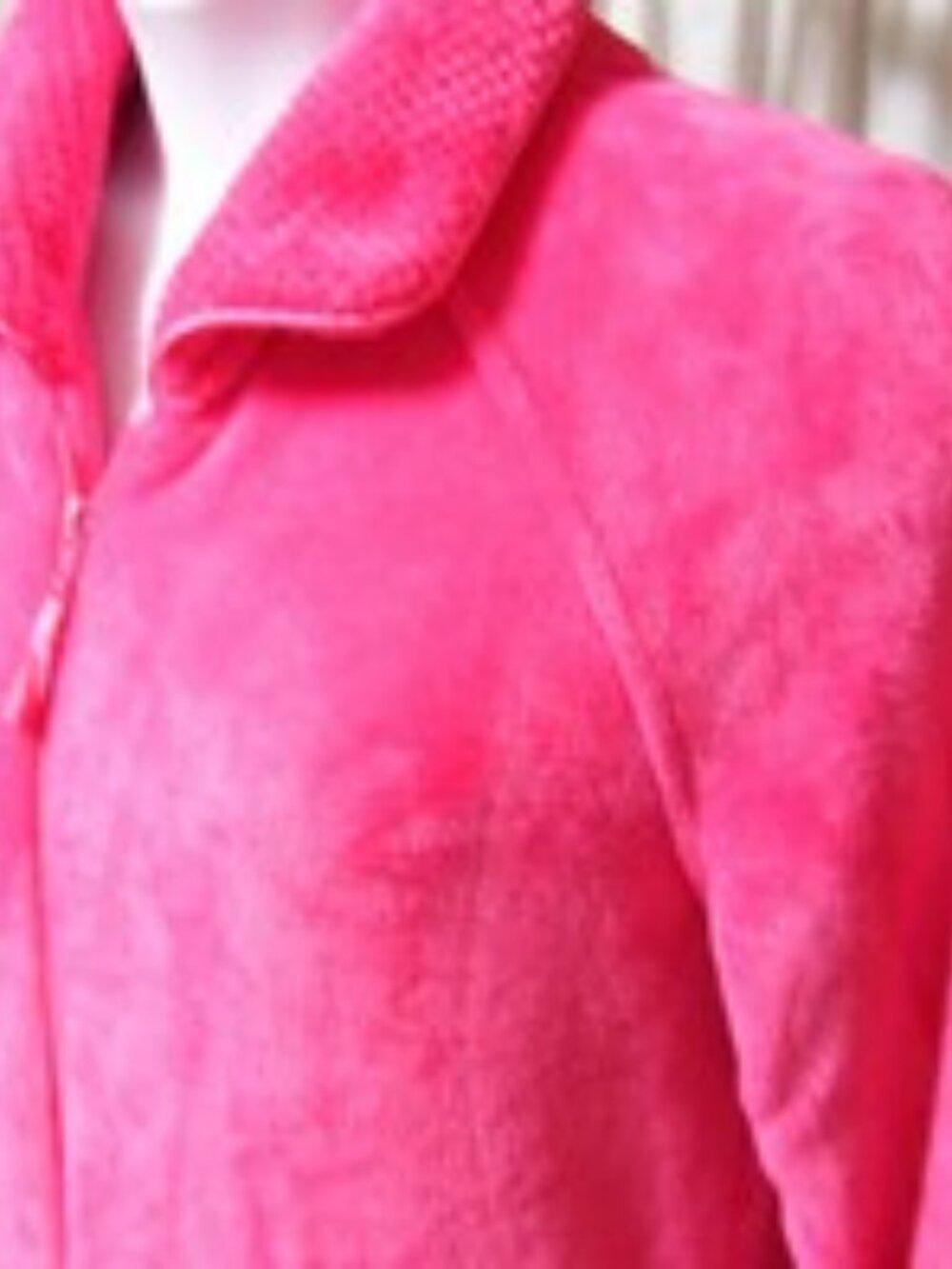 Coral Bay Waltz Robe, Hot Pink, Plush Terry, Front Zip, Size M Medium,